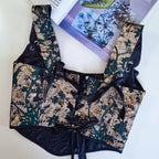 Silver brocade corset