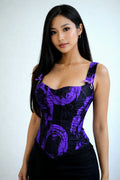 Purple brocade corset top