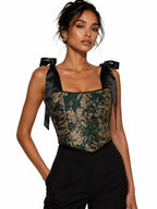 Silver brocade corset