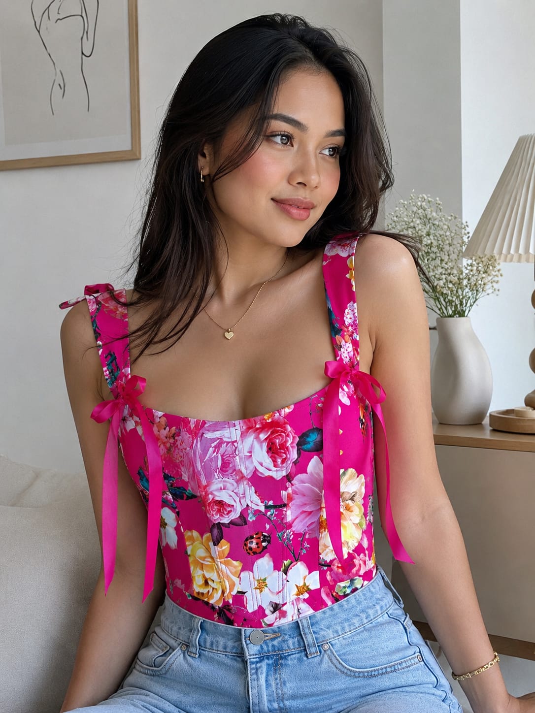 Floral corset top