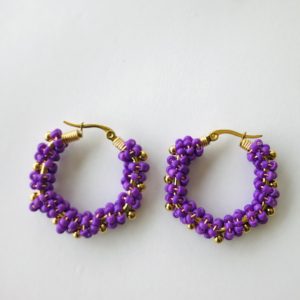 Beads earrings purple