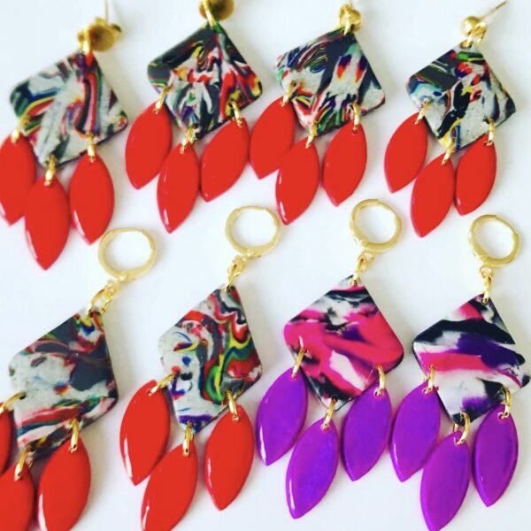 Red dangle earrings