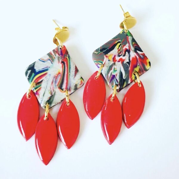 Red dangle earrings